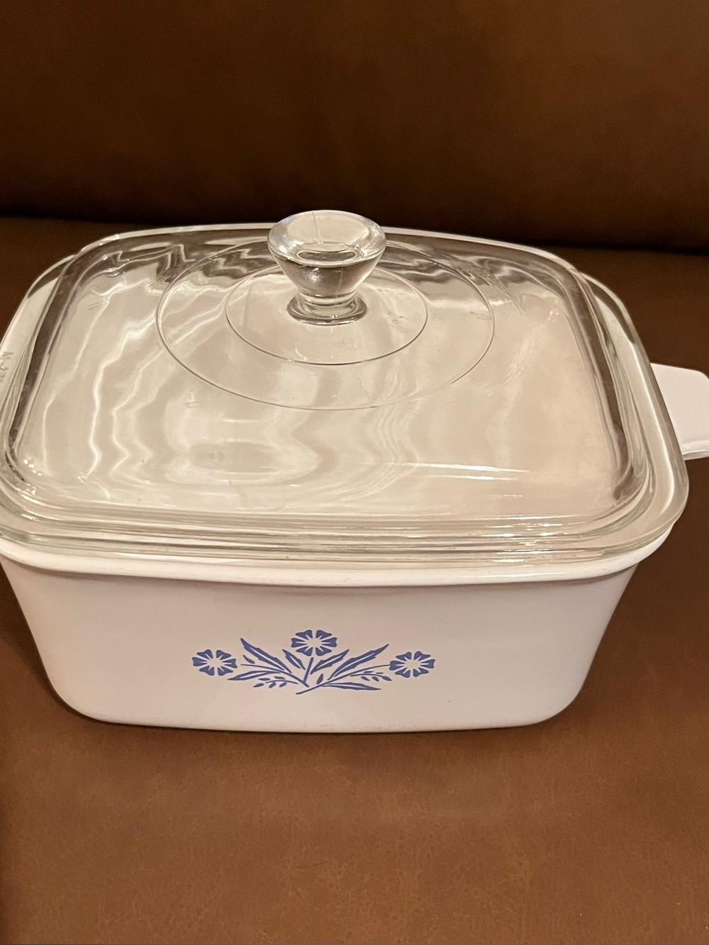 Vtg 1960-70 Corning Ware Blue Cornflower Loaf Pan P-4-B w/ Glass Lid